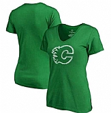 Women Calgary Flames Fanatics Branded St. Patrick's Day White Logo T-Shirt Kelly Green FengYun,baseball caps,new era cap wholesale,wholesale hats